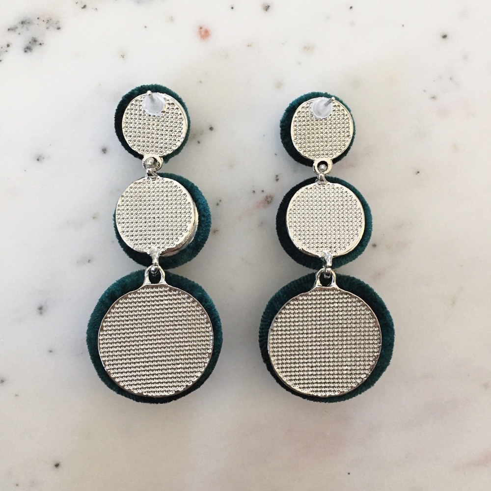 "Lizzie" Earrings || Emerald Green Velvet Bon Bon - Picture 3 of 9